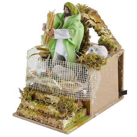 Farmer on the move feeding rabbits