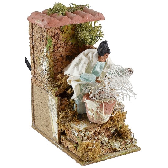 Mujer que cose la red de pesca Mondo Presepi