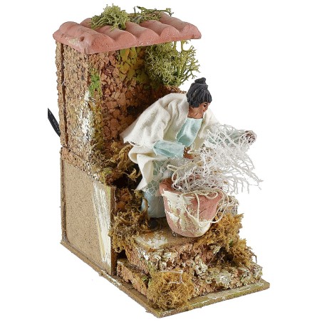 Donna che cuce la rete da pesca Mondo Presepi