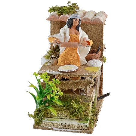 Woman rolling out the dough on the go