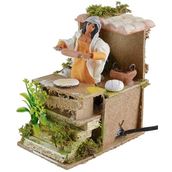 Woman rolling out the dough on the go