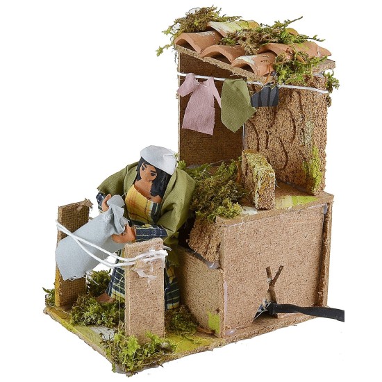 Woman on the move drying clothes