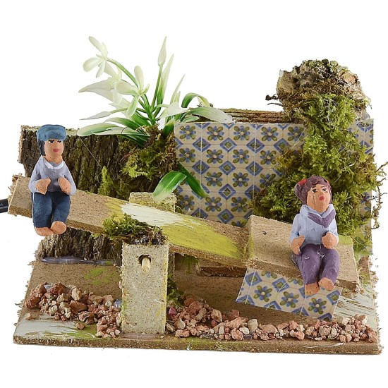 Bambini su dondolo serie 10 cm in movimento Mondo Presepi