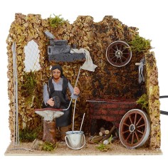 Herrero en movimiento con fuego funcionando serie 10 cm Mundo