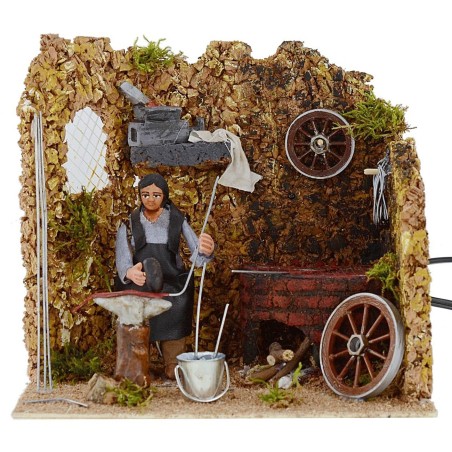 Herrero en movimiento con fuego funcionando serie 10 cm Mundo