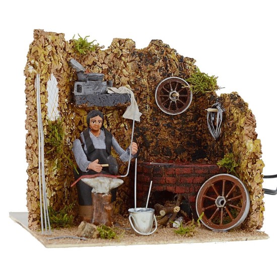 Fabbro in movimento con fuoco funzionante serie 10 cm Mondo