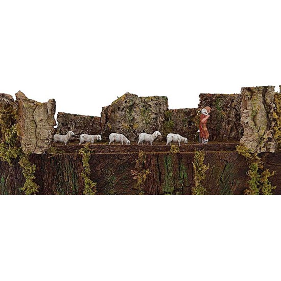 Large ribbon with shepherd and sheep moving nativity scene