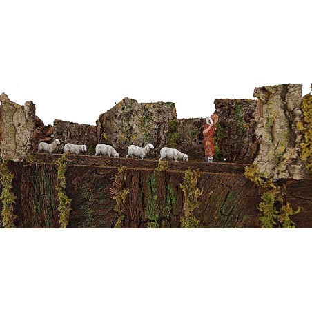 Large ribbon with shepherd and sheep moving nativity scene