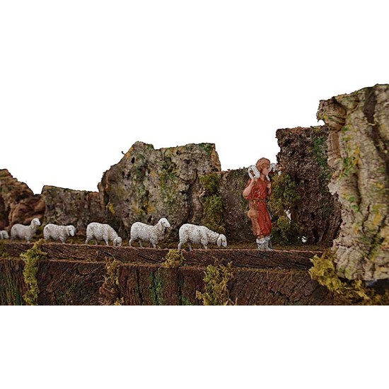 Large ribbon with shepherd and sheep moving nativity scene