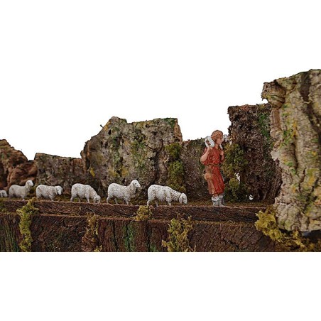 Large ribbon with shepherd and sheep moving nativity scene