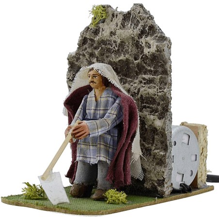 Contadino 8 cm che zappa in movimento presepe Mondo Presepi