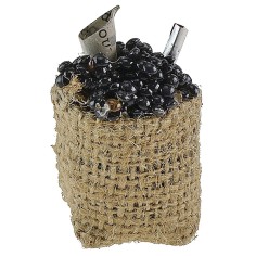 Burlap sack with black olives cm 4 h