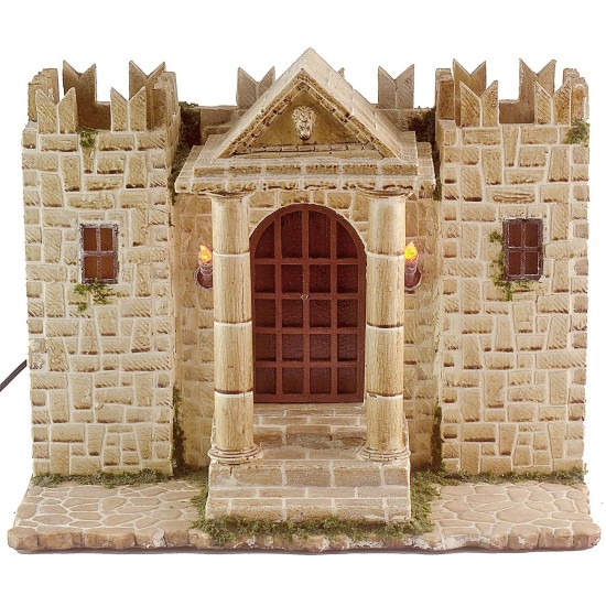 Castello in resina con torri illuminato cm 31x25x24,5 h