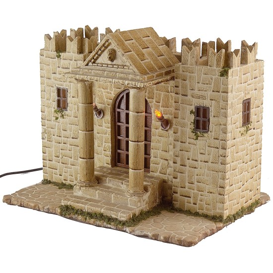 Castillo de resina con torres iluminadas cm 31x25x24,5 h