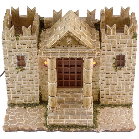 Castello in resina con torri illuminato cm 31x25x24,5 h