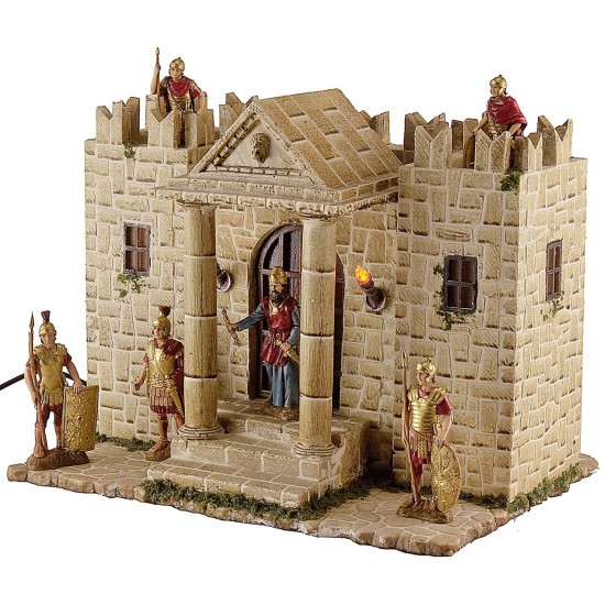 Castello in resina con torri illuminato cm 31x25x24,5 h