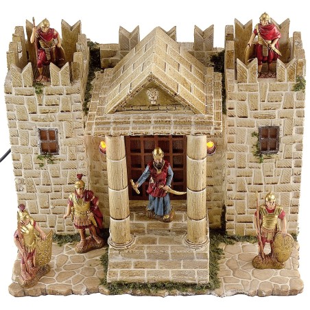 Castillo de resina con torres iluminadas de 31x25x24,5 cm h.