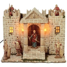Castello in resina con torri illuminato cm 31x25x24,5 h 2