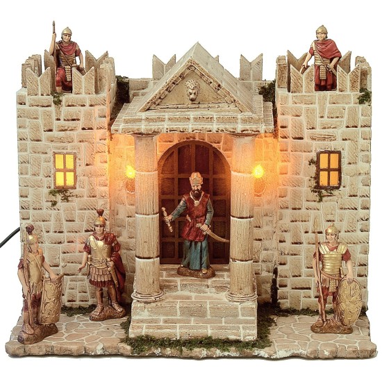 Castillo de resina con torres iluminadas cm 31x25x24,5 h