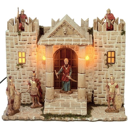 Castillo de resina con torres iluminadas cm 31x25x24,5 h