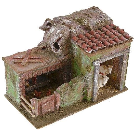Double barn with enclosure 27x15x18 cm h