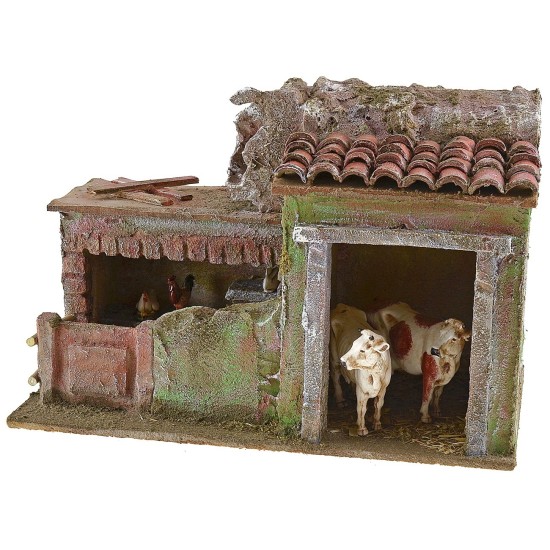 Double barn with enclosure 27x15x18 cm h
