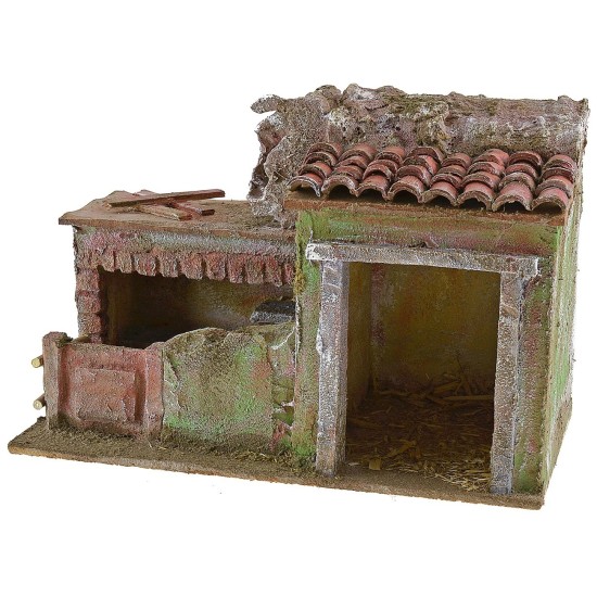 Double barn with enclosure 27x15x18 cm h