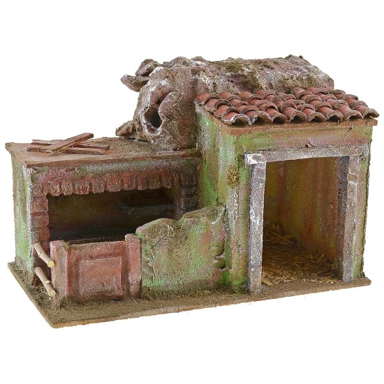 Double barn with enclosure 27x15x18 cm h