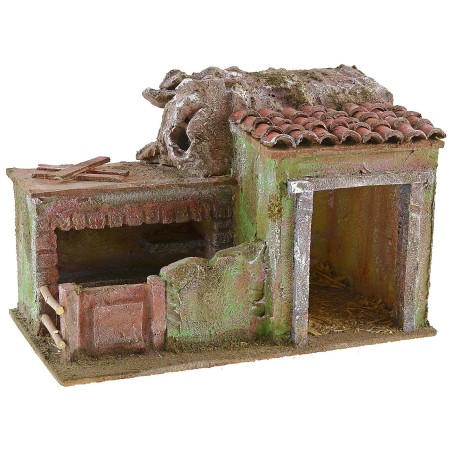 Double barn with enclosure 27x15x18 cm h