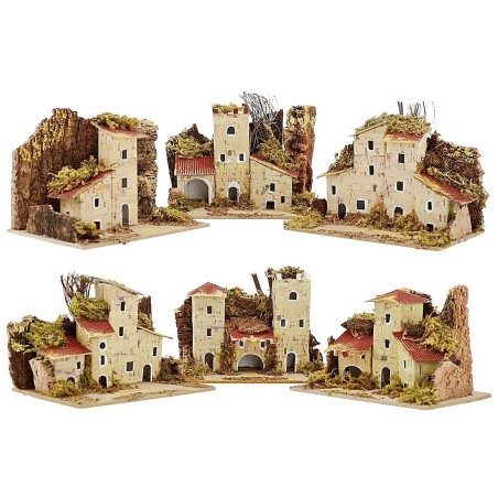 Set 6 case presepe cm 15x10x10 h altezza, case, presepe, retro