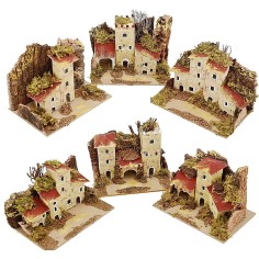 Set 6 case presepe cm 15x10x10 h altezza, case, presepe, retro 2