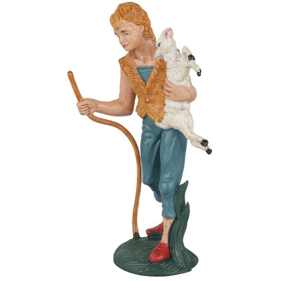 Pastore con agnello in braccio 15 cm Euromarchi base, altezza