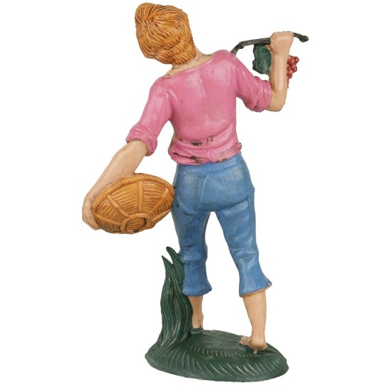 Uomo con cesto di frutta 15 cm Euromarchi altezza, base