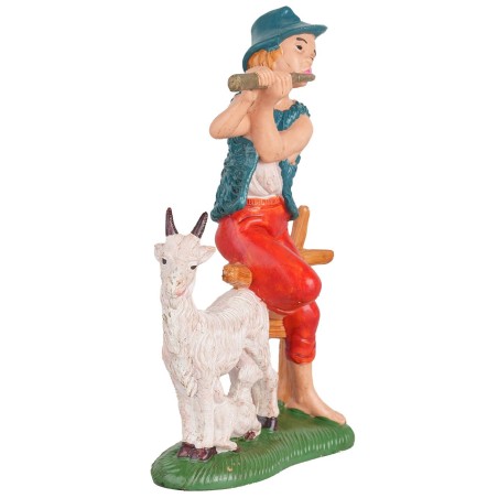Flautista con cabras 15 cm Euromarchi base, altura, real