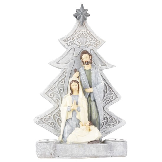 Natività con albero portacandele cm 12x5x20,5 h.