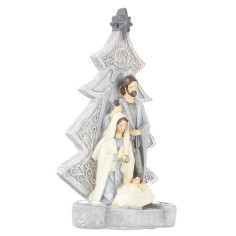 Natività con albero portacandele cm 12x5x20,5 h. 2