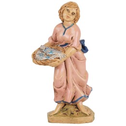 Donna con cesta di pesce 10 cm Euromarchi lux