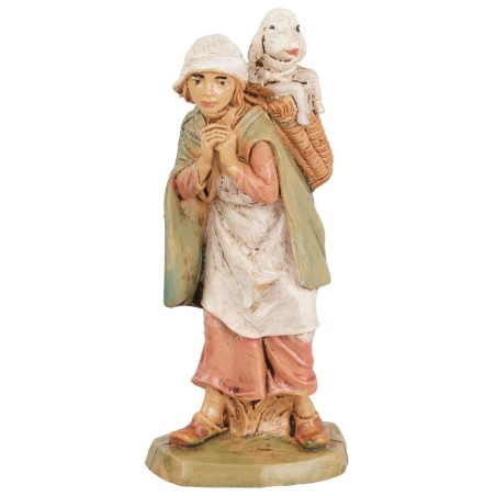 Donna con agnello sulle spalle 10 cm Euromarchi