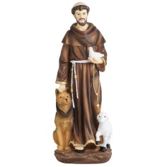San Francesco 12 cm in resina altezza, resina, base, reale