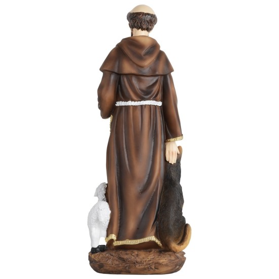 San Francesco 12 cm in resina altezza, resina, base, reale
