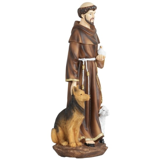 San Francesco 30 cm in resina resina, altezza, base, reale