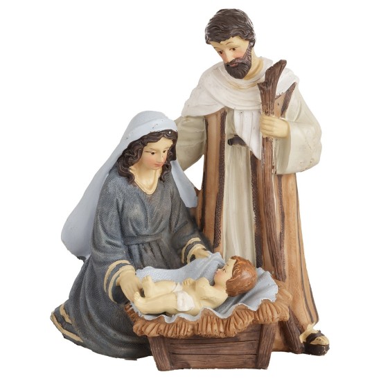 Natividad en bloque de 11x8x15,5 cm altura, niño, cuna, maría