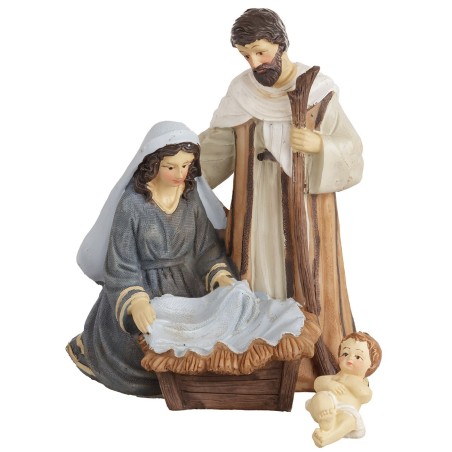 Natividad en bloque de 11x8x15,5 cm altura, niño, cuna, maría