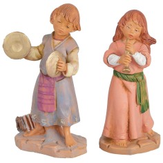 Two musician children from the 12 cm Fontanini series