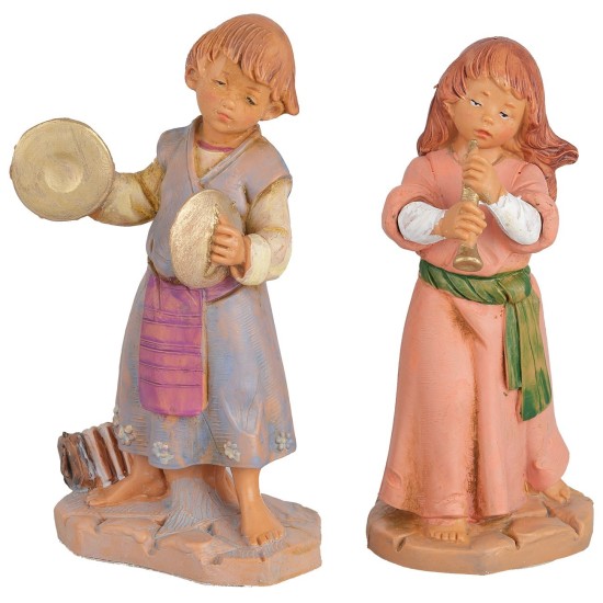Two musician children from the 12 cm Fontanini series