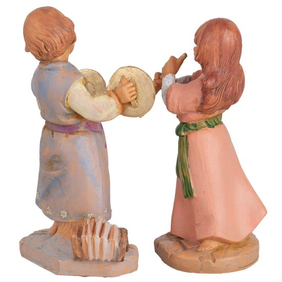 Dos niños músicos de la serie de 12 cm de Fontanini base.