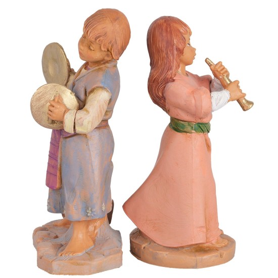 Dos niños músicos de la serie de 12 cm de Fontanini base.