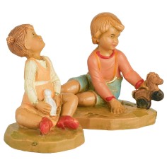Due bambini con giochi serie 12 cm Fontanini base, bambino 2