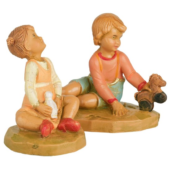 Duo bambini con giochi della serie 12 cm Fontanini
