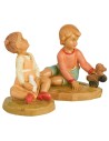 Dos niños con juegos serie 12 cm Fontanini base, niño